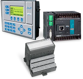 CLP Altus Duo com IHM incorporada, CPU FBs e módulo Ponto, em conjunto