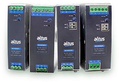 Fontes de alimentação 24 Vcc Altus Série Energy, modelos EG1535/C a EG1538/C