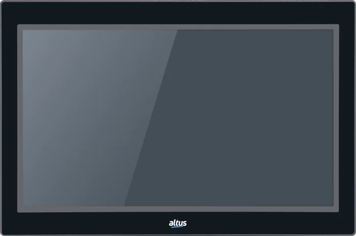 IHM touchscreen Altus Série Axon em vista frontal, com moldura preta