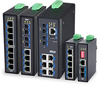 Switches industriais Ethernet Altus Série Connect, com portas RJ45 e de fibra óptica